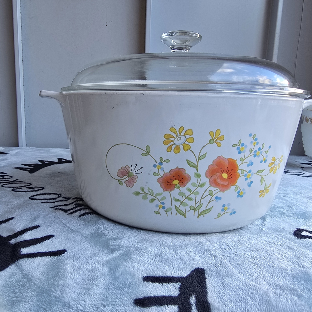 Corningware White and Orange Cookware Casserole Dish
